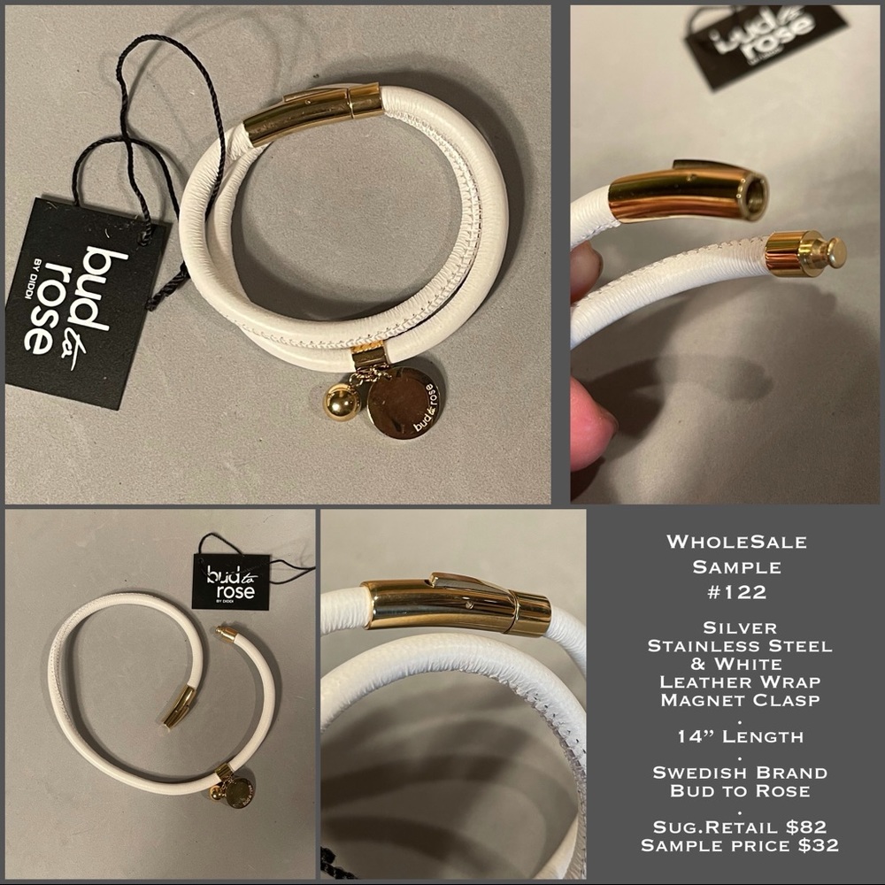 White leather & gold wrap bracelet